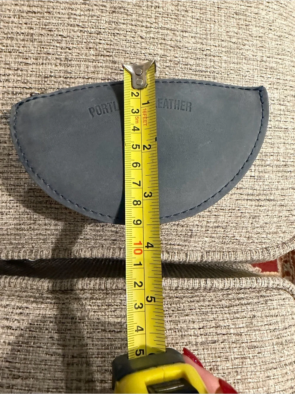Portland Leather Goods Seesaw Pouch Storm Gray Blue Leather Zip Cosmetic NWOT